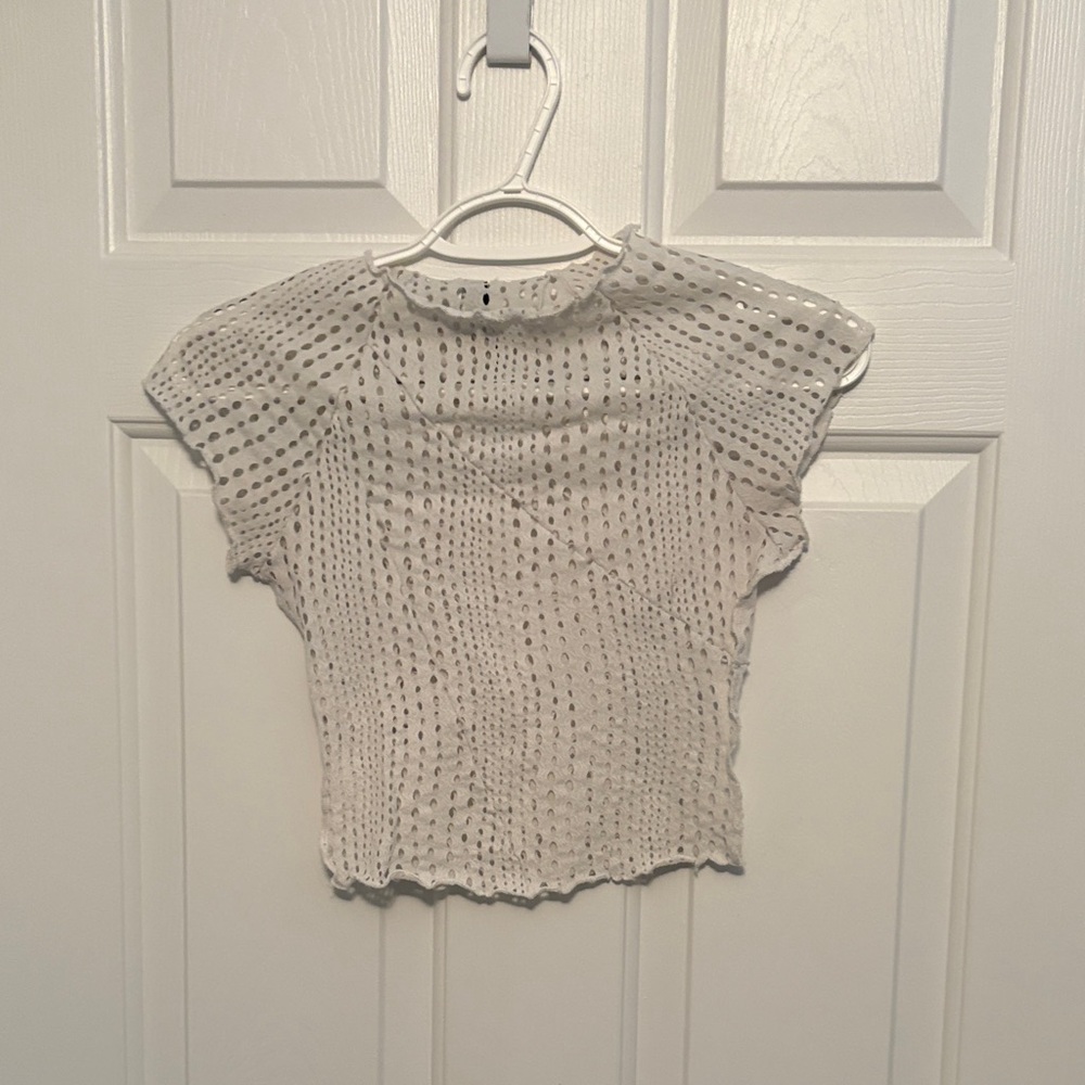 Divided Beige Eyelet Blouse